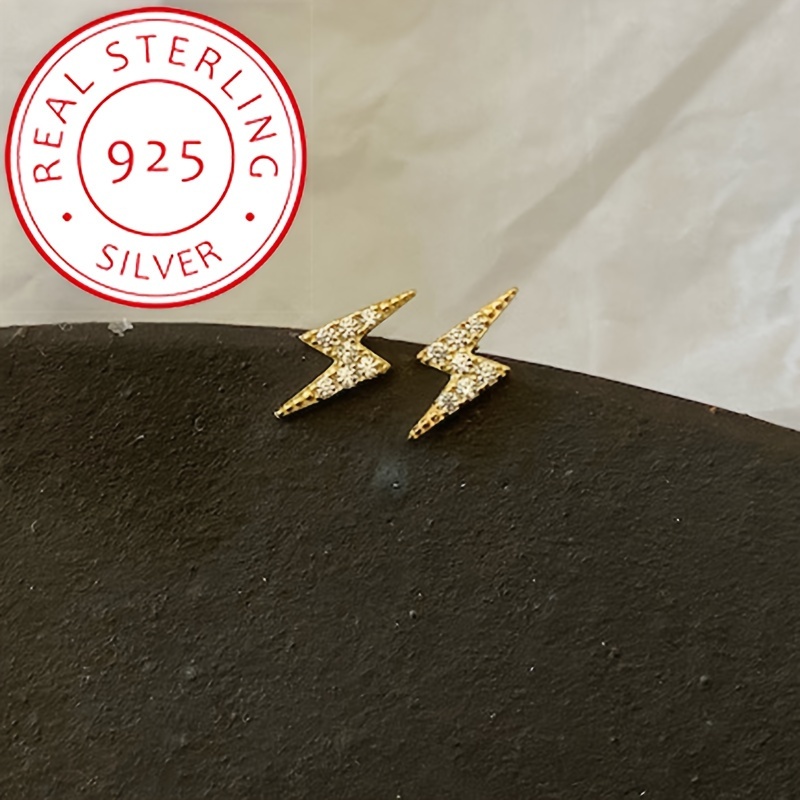 Tiny Lightning Zirconia 925 Silver Stud Earrings